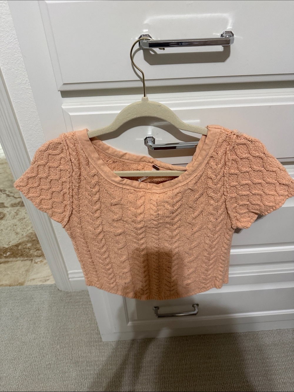 Peach Textured Knit Crop Top